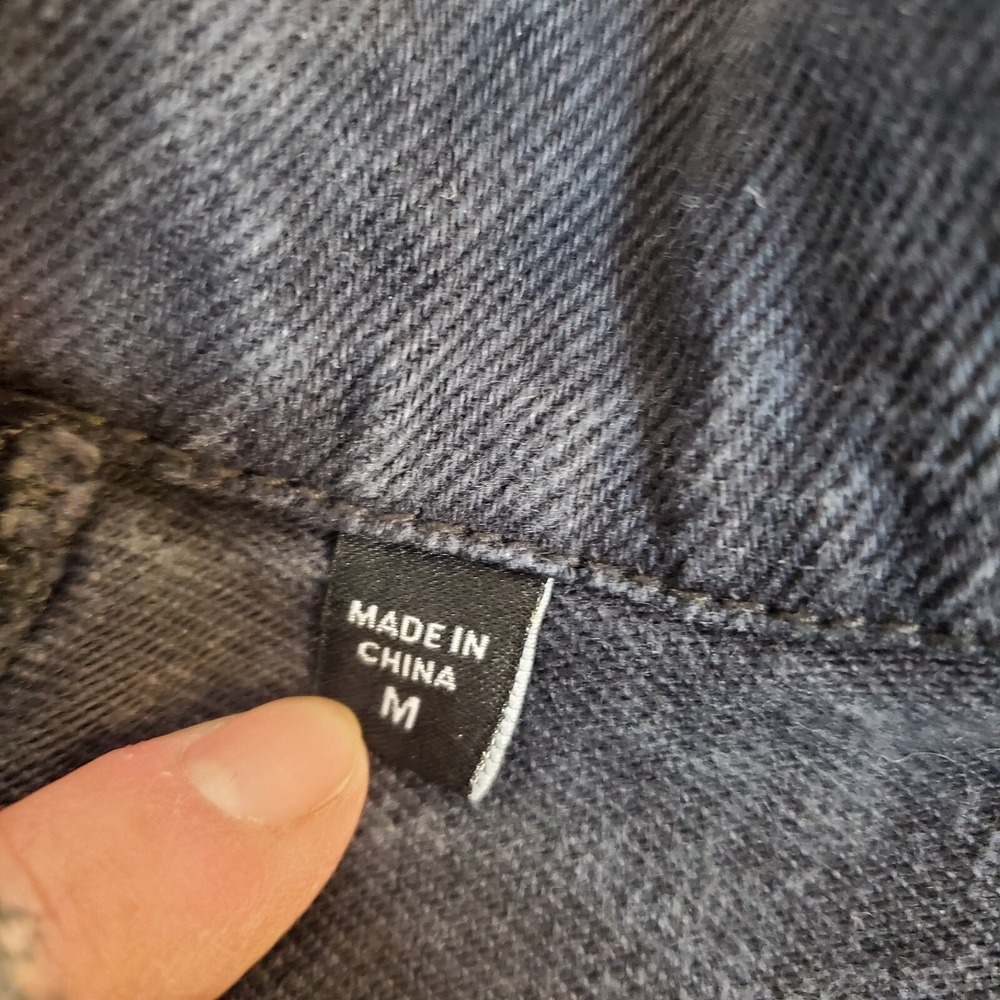 Streetwear Men Jean Jacket 'Stay the F***k back' Retro Y2K Grunge Knight WWE M - Picture 4 of 5